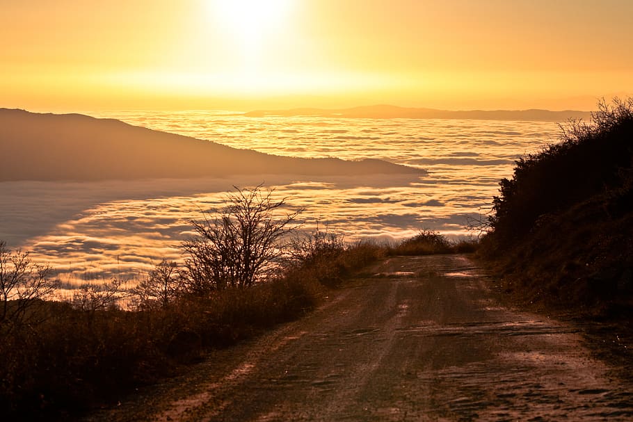 fog, sunset, sky, nature, landscape, atmosphere, twilight, sunrise HD wallpaper