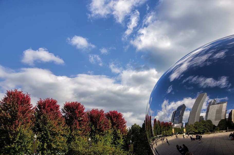 chicago, united states, cloud gate, cloudgate, bean, city, urban HD wallpaper