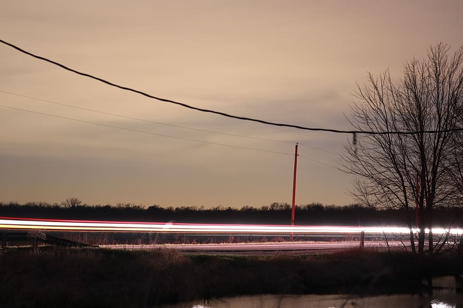 long exposure, water, tree, sky, no people, light trail, nature HD wallpaper