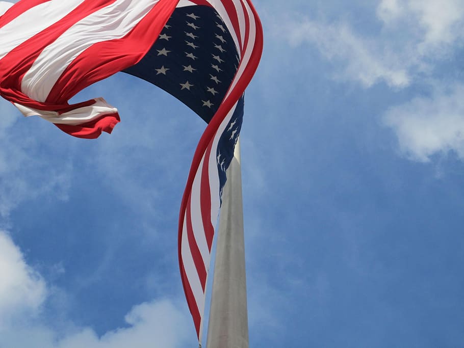 pole, american, flag, identity, country, sky, patriotism, low angle view HD wallpaper