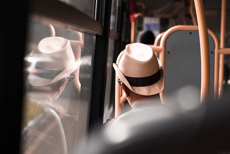Man Sitting Inside Vehicle, commute, fedora, hat, person, clothing HD wallpaper