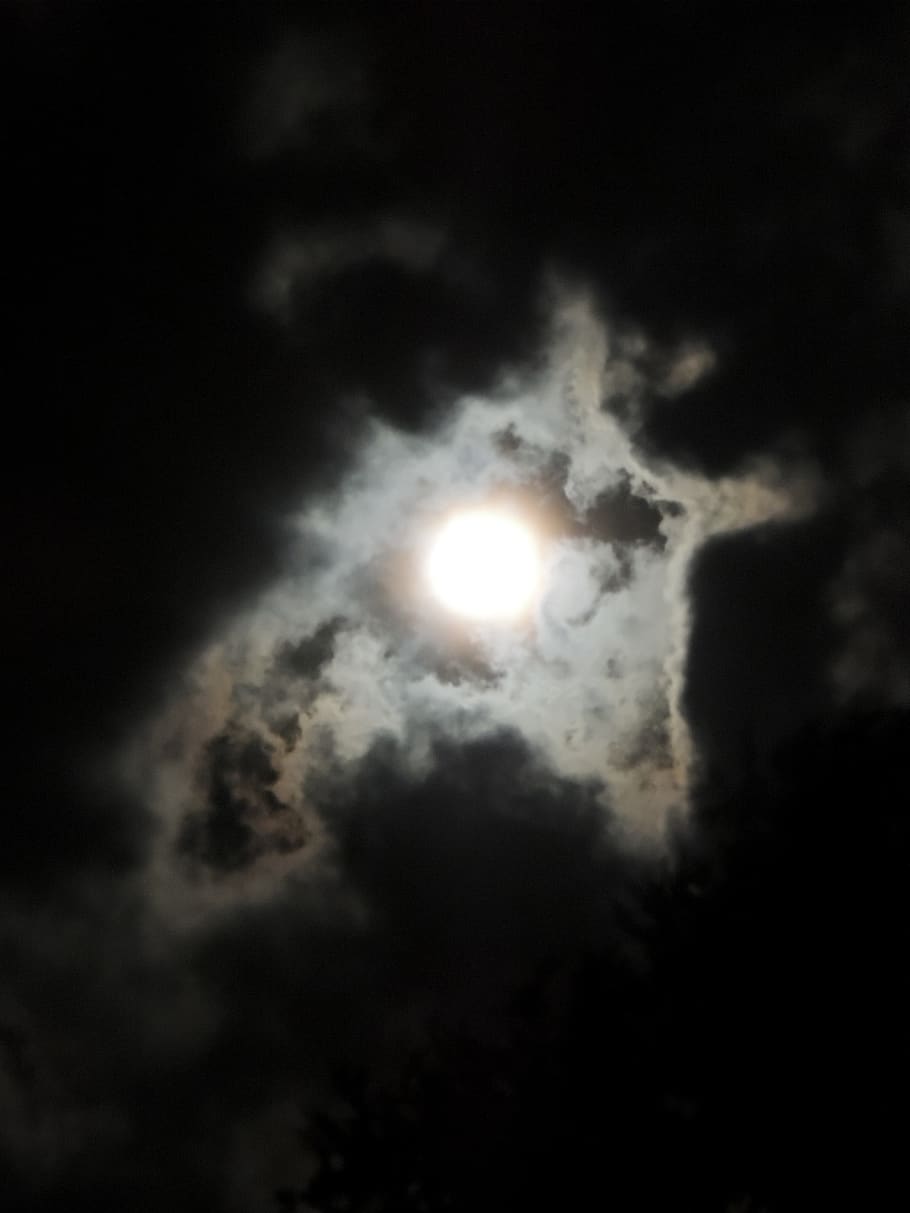 moon, moon and clouds, moon beam, full moon, supermoon, night sky