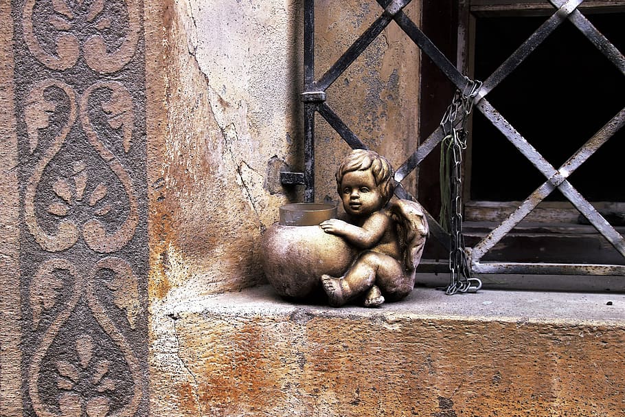 antique, window, trellis, forged, the figurine, window sill HD wallpaper