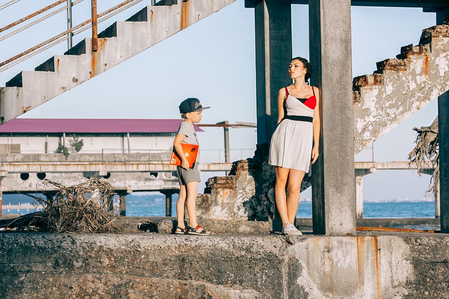 Woman Beside Girl Under Concrete Bridge, boy, child, HEROESBRIEF, HD wallpaper