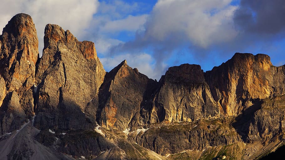 brown mountain during daytime, cliff, peak, landscape, rock, villnöß, HD wallpaper