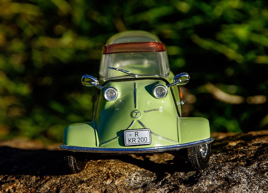 Green and Gray Miniature Car Toy, automobile, bubble car, classic HD wallpaper