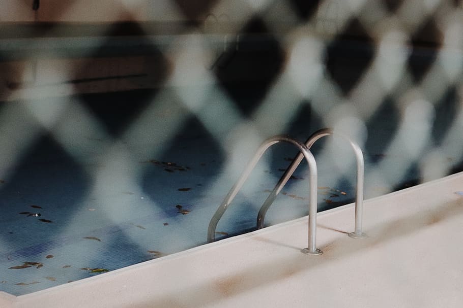 Swimming Pool, dug-out pool, fence, close-up, nature, no people HD wallpaper