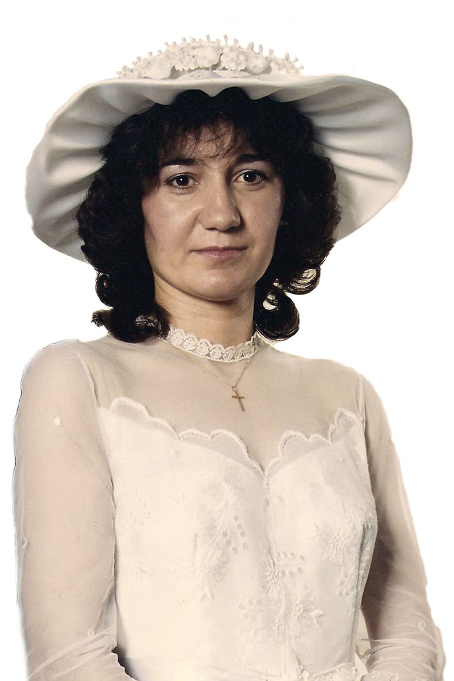 pilar, boda, 1987, portrait, one person, front view, hat, white background HD wallpaper