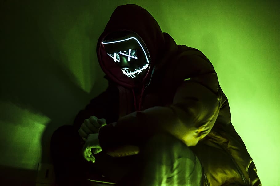 monster, one person, hood, mask, men, indoors, portrait, front view HD wallpaper