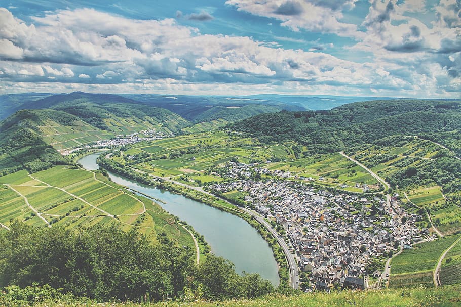 germany, bremm, mosel, river, road, village, landscape, beauty in nature, HD wallpaper