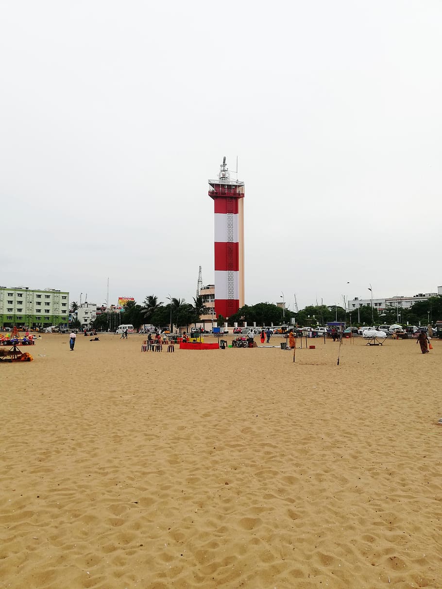 chennai, india, chennai marina lighthouse, light house, madras, HD wallpaper