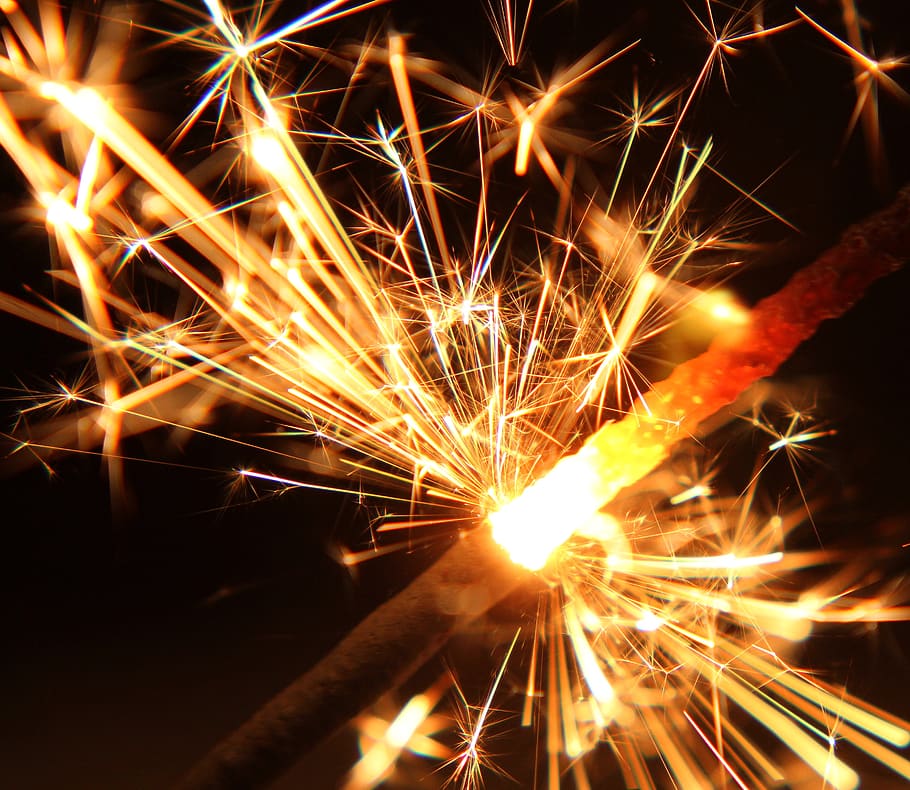 sparkler, light, candles, celebration, fireworks, pyrotechnics, HD wallpaper