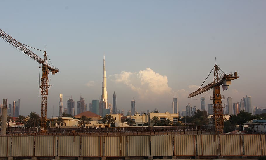 dubai, burj khalifa, construction, architecture, building exterior HD wallpaper