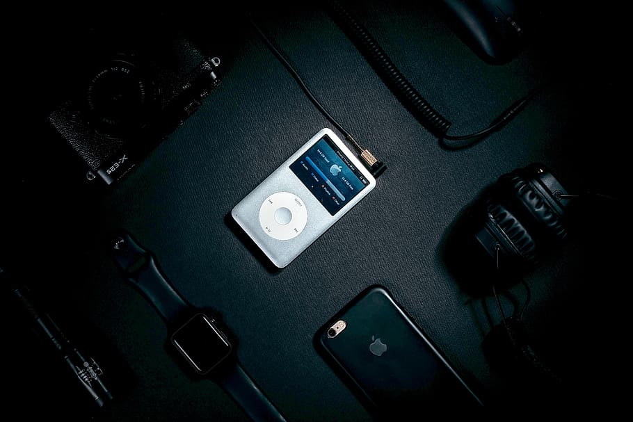 turned on iPod on black surface, technology, connection, communication HD wallpaper