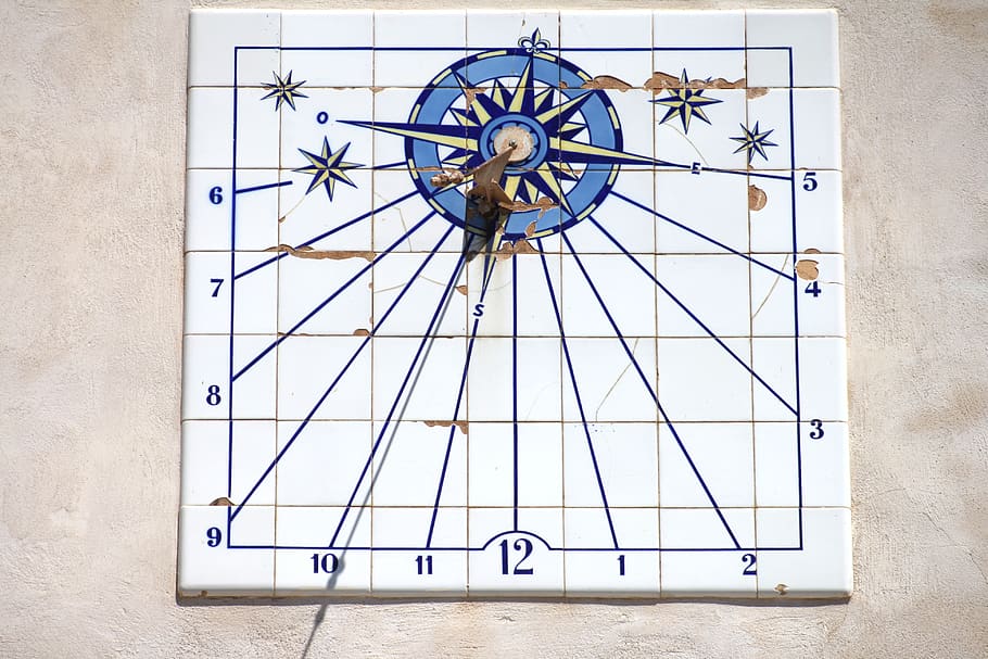 clock, sun, reloj de sol, sundial, mosaic work, tile, tile work, HD wallpaper