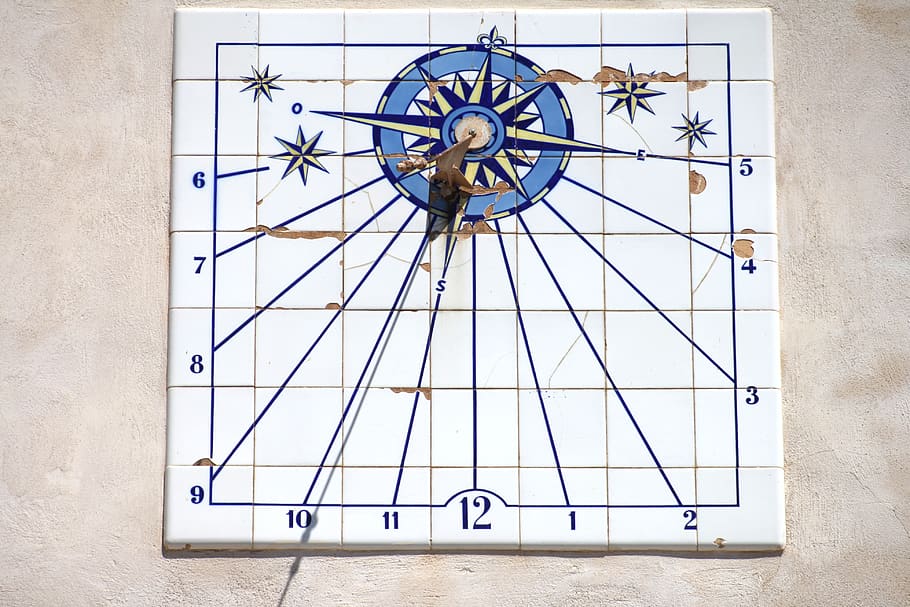 clock, sun, reloj de sol, sundial, mosaic work, tile, tile work HD wallpaper
