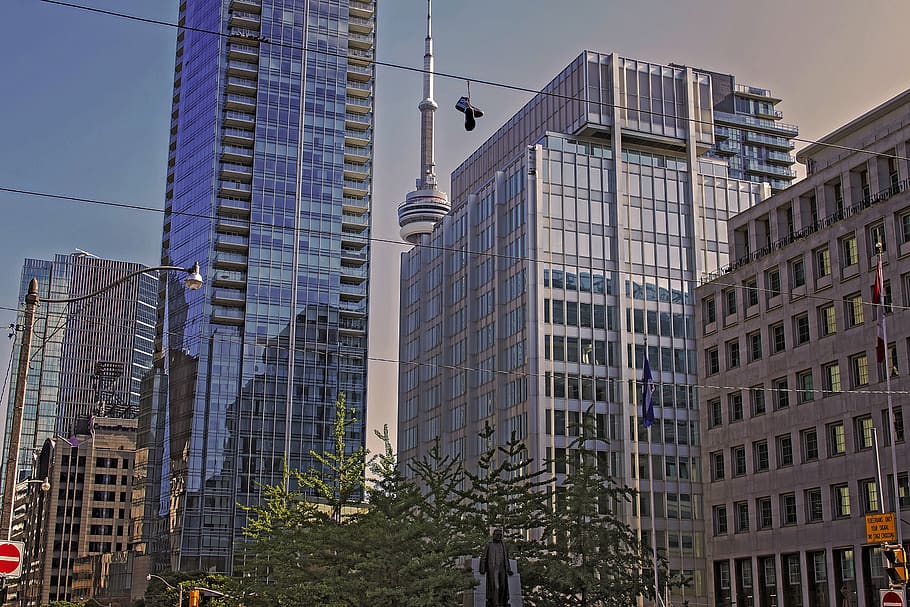 cable, shoe, building, city, cn tower, toronto, architecture HD wallpaper