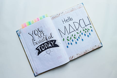 Book Page With Hello March Text, art, motivation, note, notebook HD wallpaper