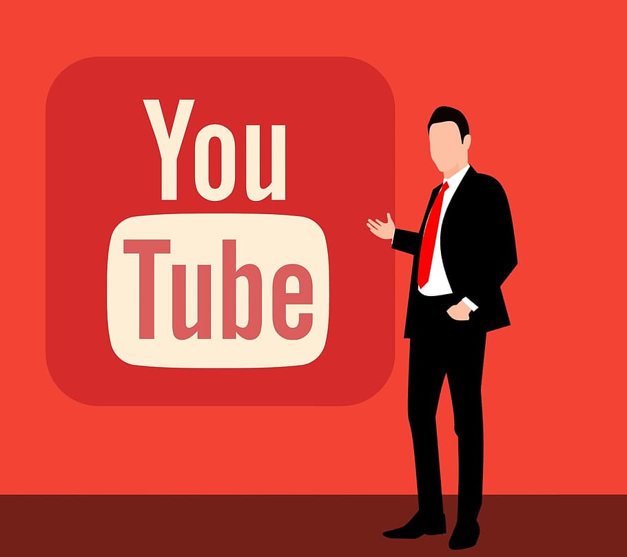 Illustration of man in business suit with video sharing and social marketing concept., HD wallpaper