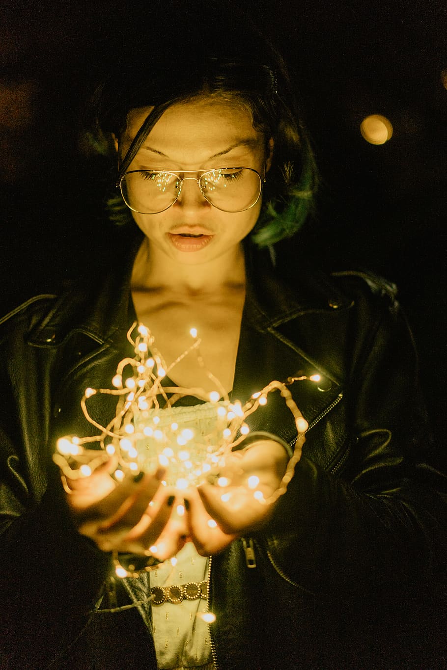 woman holding string light, illuminated, one person, front view HD wallpaper