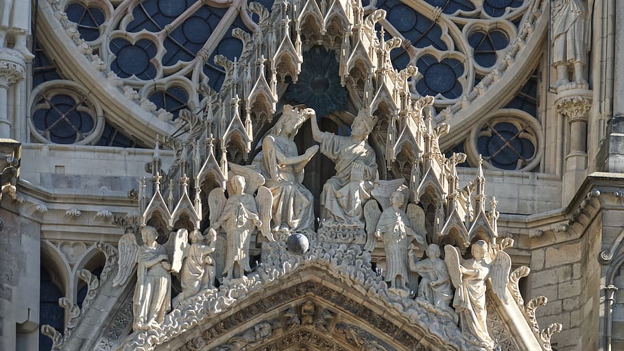 gray concrete cathedral, building, architecture, reims, 3 rue guillaume de machault HD wallpaper