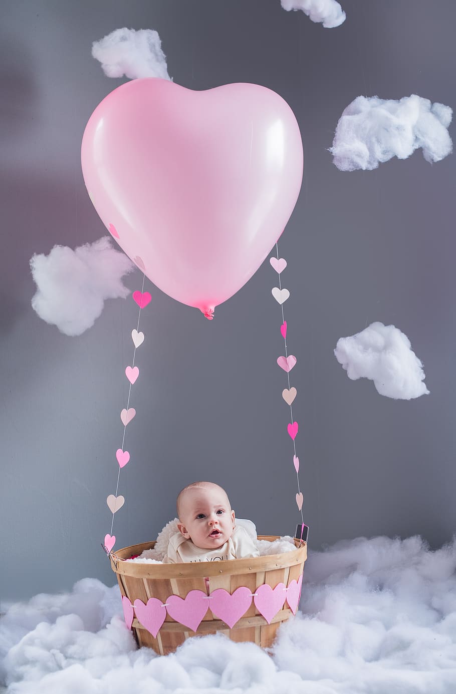 baby, basket, boy, balloon, childhood, one person, young, babyhood HD wallpaper