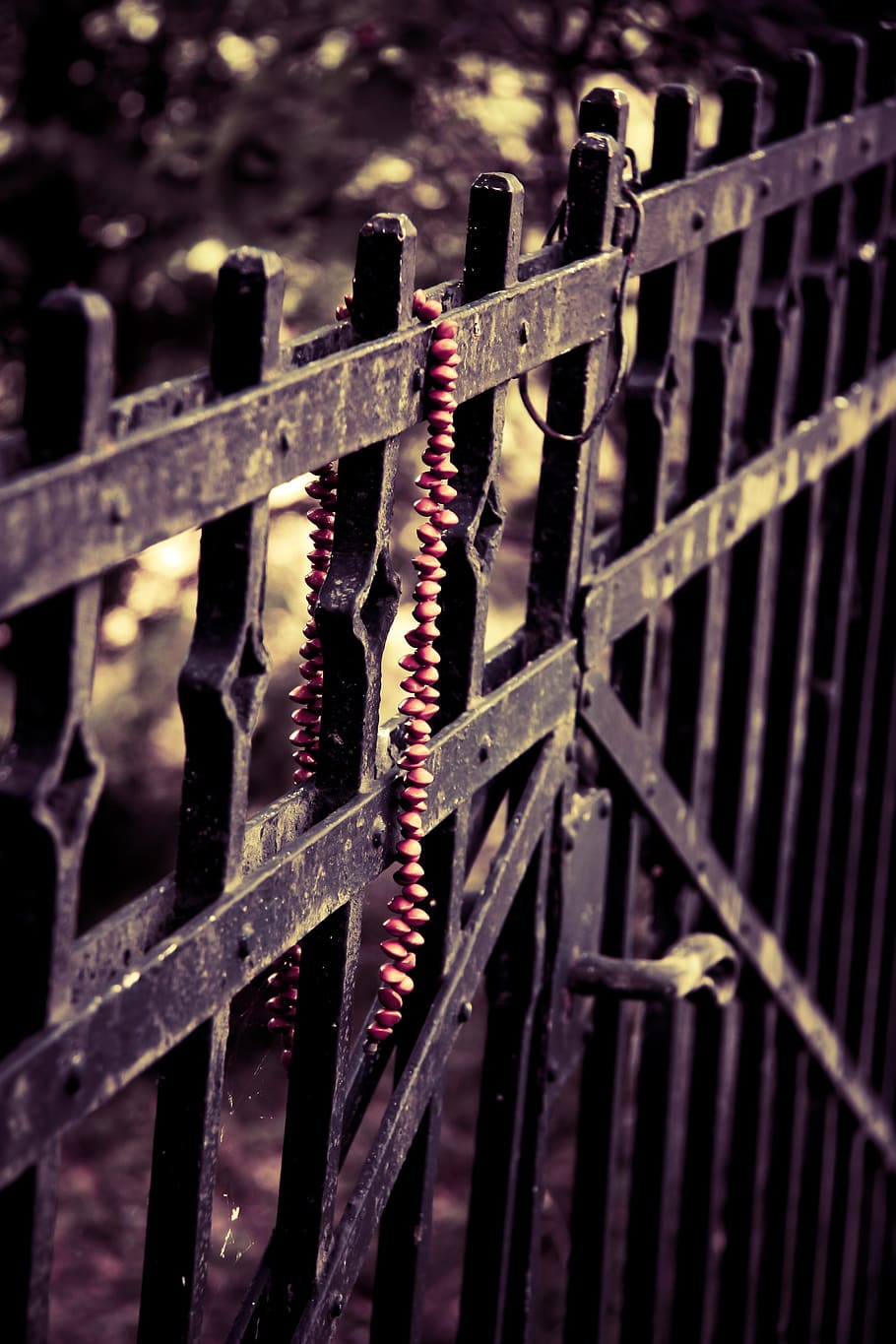 grind, necklace, rustic, old, vintage, worn, locked, left, grille, HD wallpaper