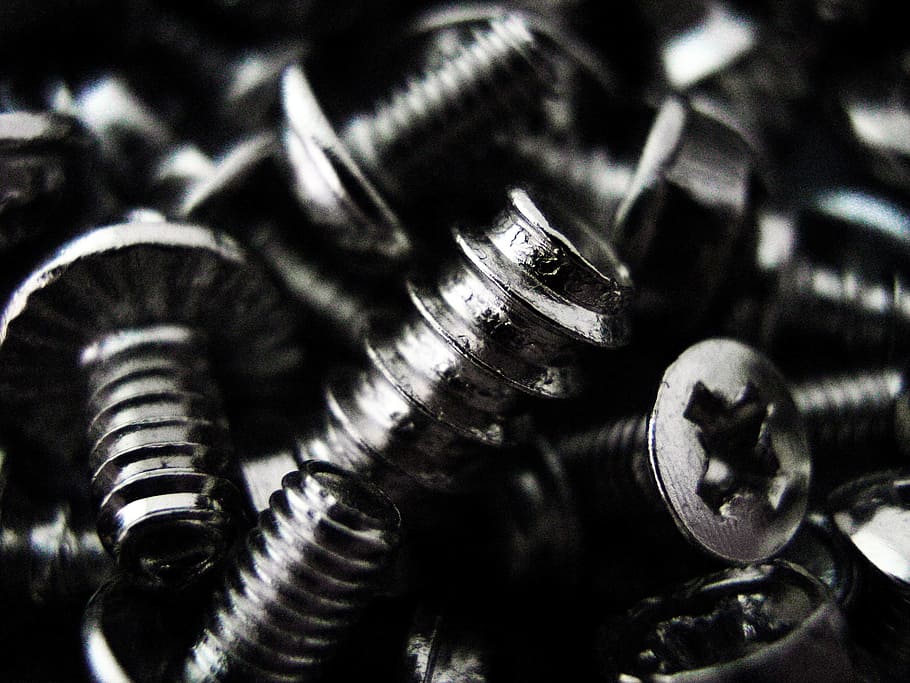 screws, closeup, heap, chrome, steel, nobody, many, heavy, bolt HD wallpaper