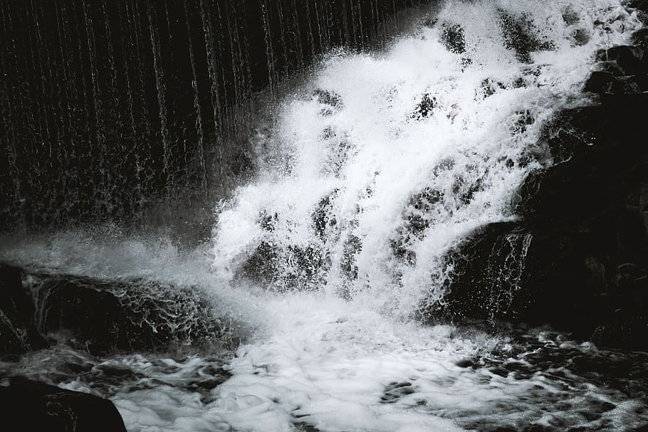 waterfall, dark, motion, power in nature, beauty in nature HD wallpaper