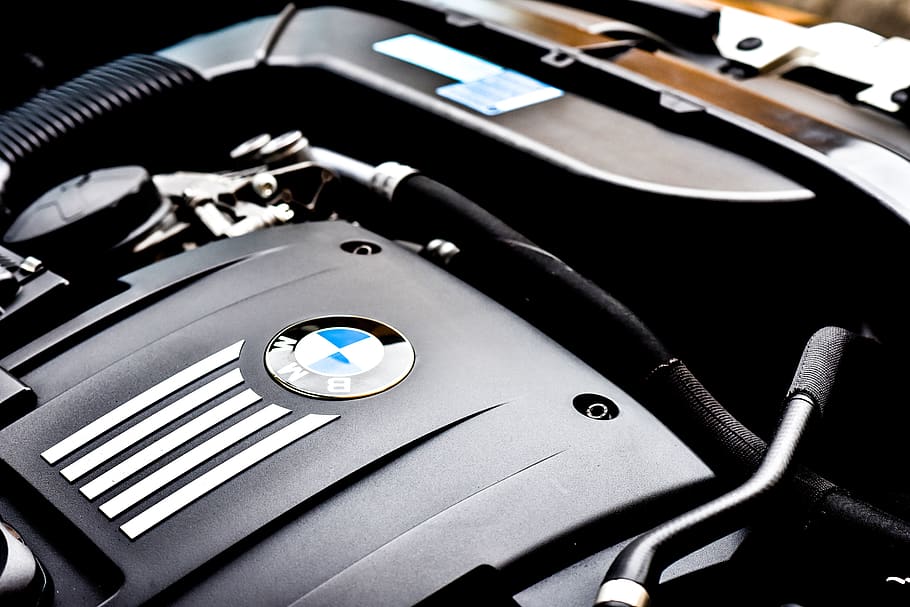 black BMW vehicle engine, technology, close-up, connection, music HD wallpaper