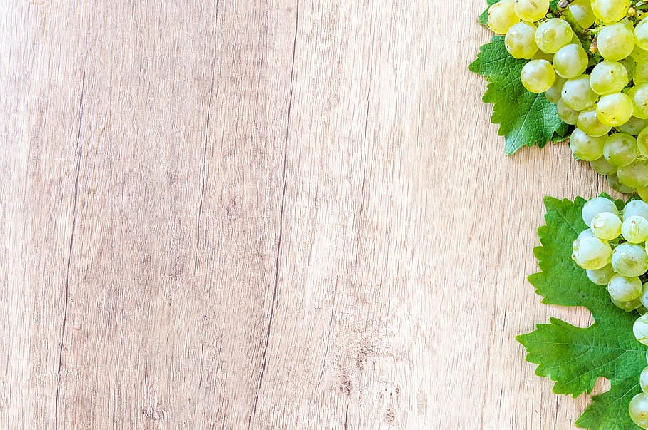 Green Grapes on Brown Wooden Panel, background, cluster, color HD wallpaper