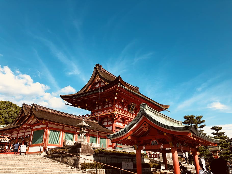 japan, kyōto-shi, fushimi inari taisha, sky, architecture