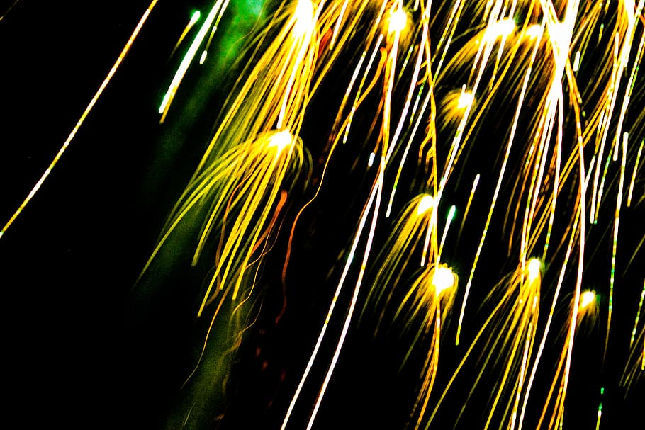 siora, light, firework, fireworks, yellow, vivid, lightness HD wallpaper