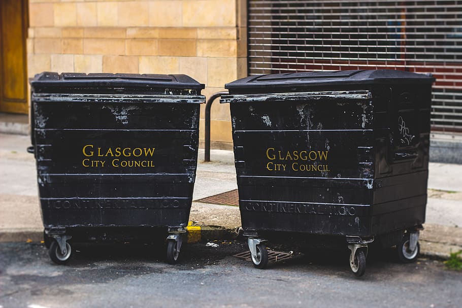 glasgow, united kingdom, city council, bins, garbage bin, text, HD wallpaper