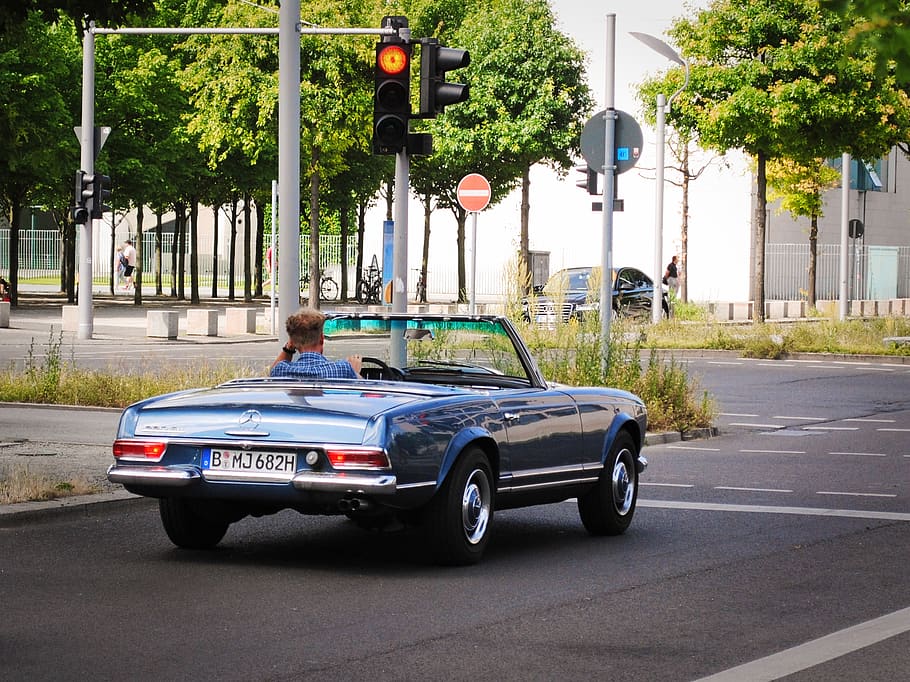 car, tree, merc, berlin, germany, light, traffic, transportation HD wallpaper