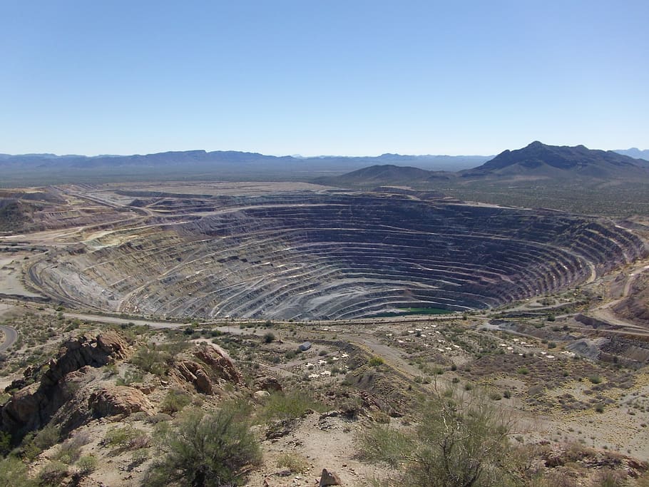 mine, open pit, mining, large, landscape, arizona, ajo, environment, HD wallpaper