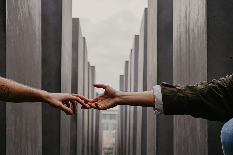 two people reaching hands, human, person, finger, prison, wrist, HD wallpaper