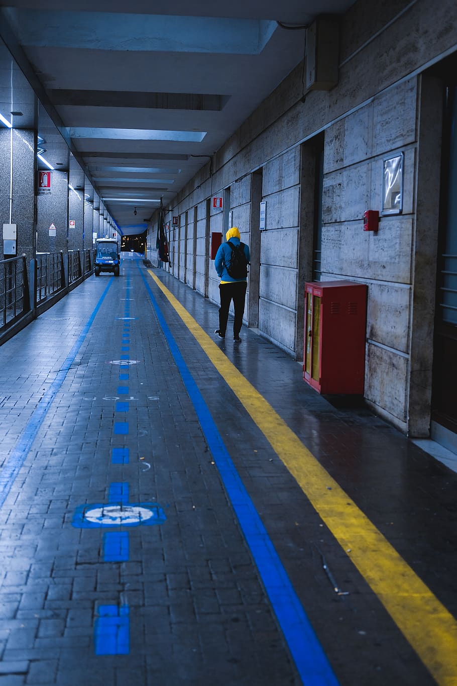 person, human, corridor, floor, flooring, fashion, road, yellow HD wallpaper