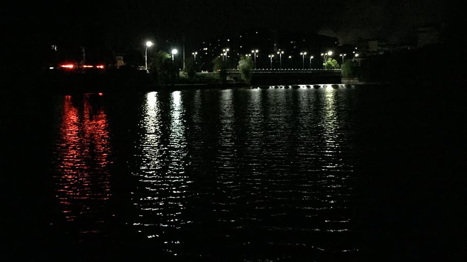 night, reflection, water, illuminated, waterfront, architecture HD wallpaper