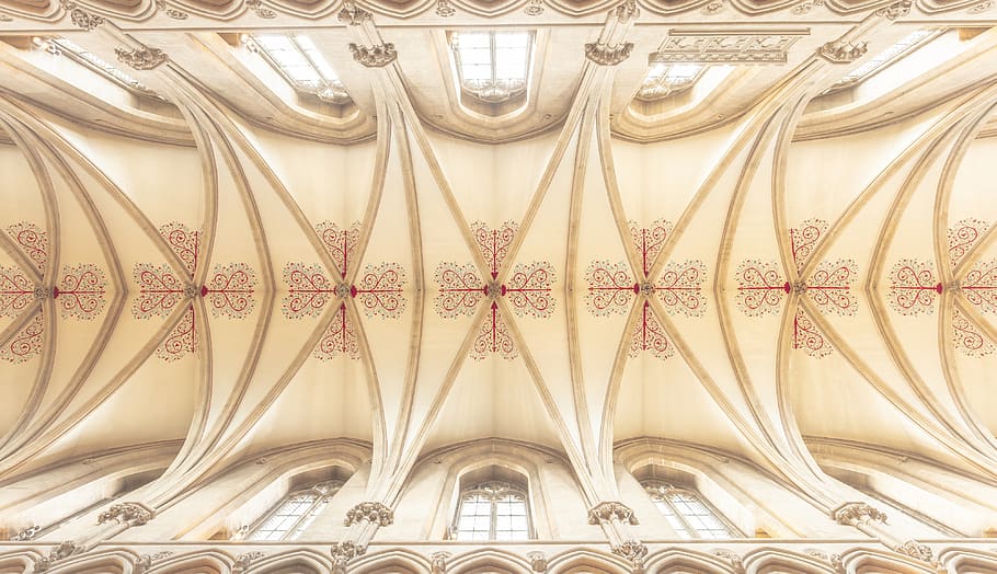 ceiling, wells cathedral, architecture, building, medieval HD wallpaper