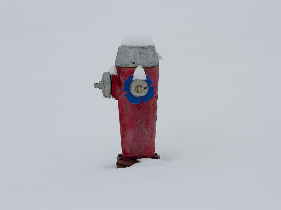 fire hydrant, snow, winter, bleak, single object, no people HD wallpaper