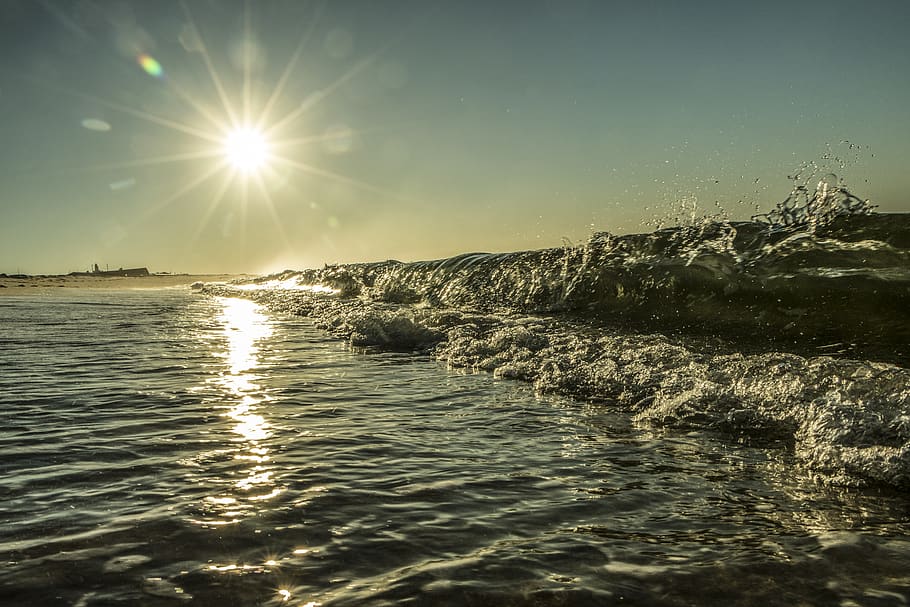 wave, sun, water, star, flair, sparkle, clear, clean, beach sand HD wallpaper