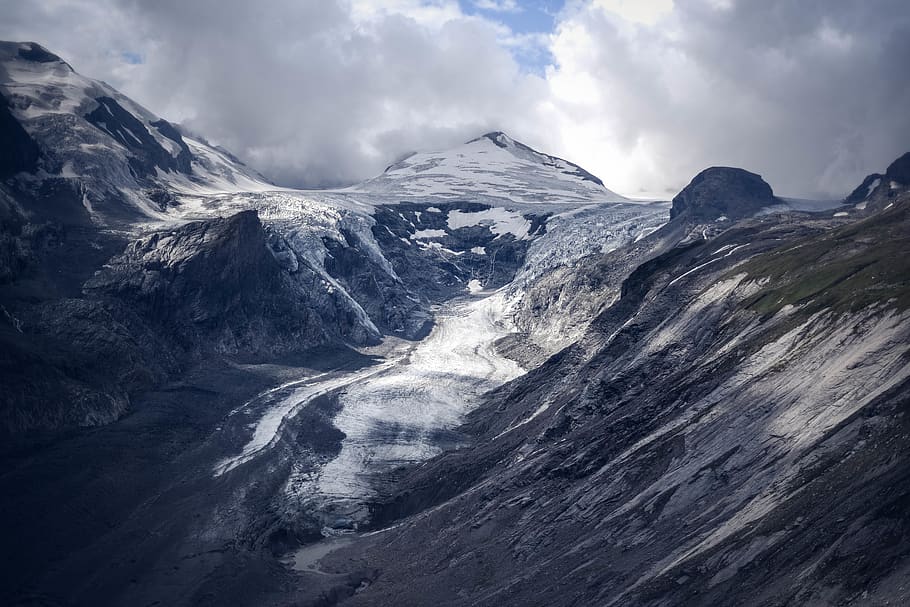 gray mountain, ice, glacier, snow, outdoors, nature, austria HD wallpaper