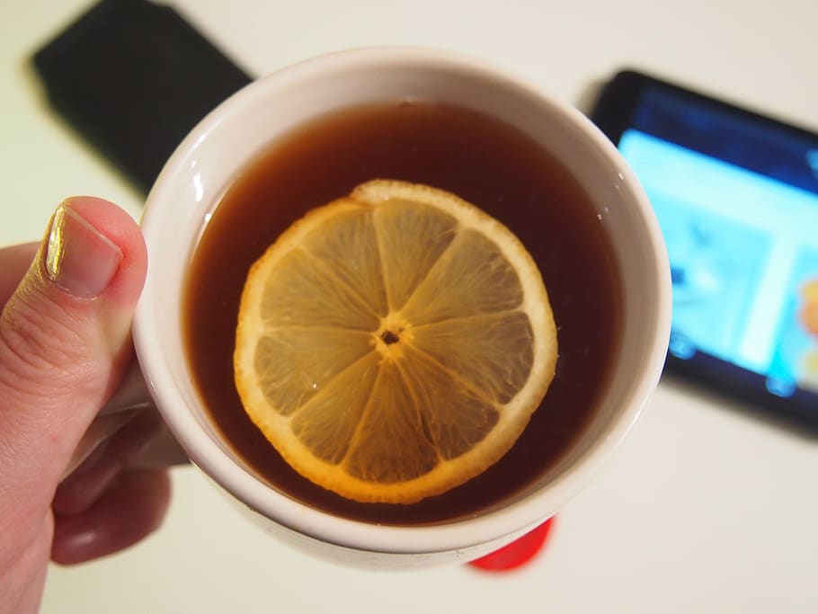 lemon, tea, cup, mug, sick, food and drink, human hand, refreshment HD wallpaper