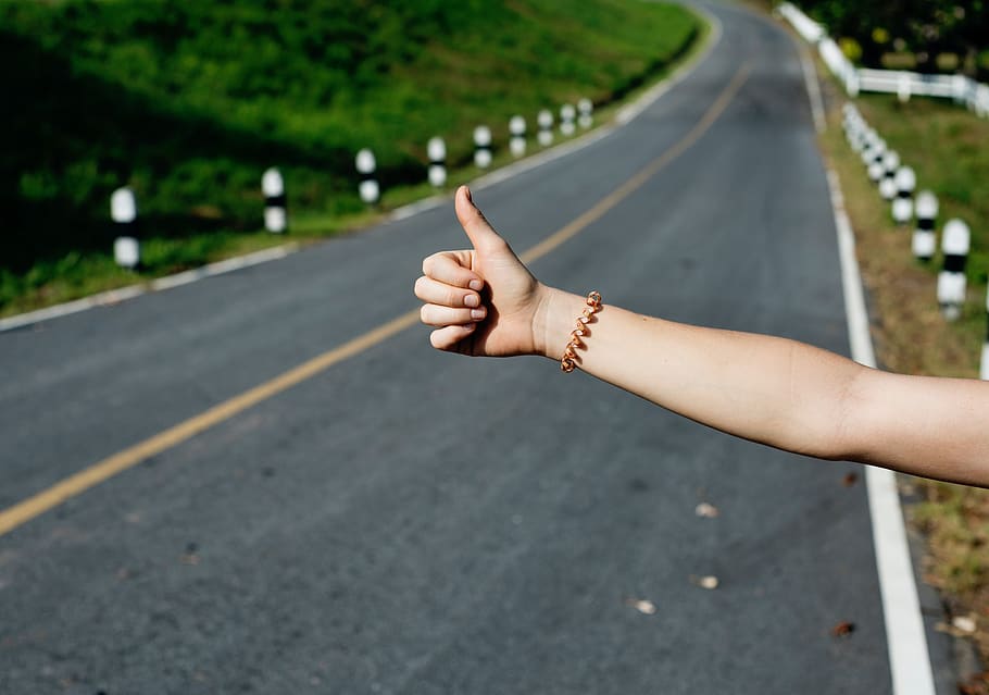 nature, grass, people, hands, thumbs, up, hitchhike, human hand HD wallpaper