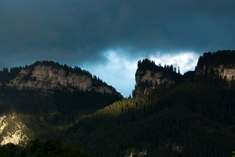 austria, hohenems, clouds, light, weather, storm, mountain HD wallpaper