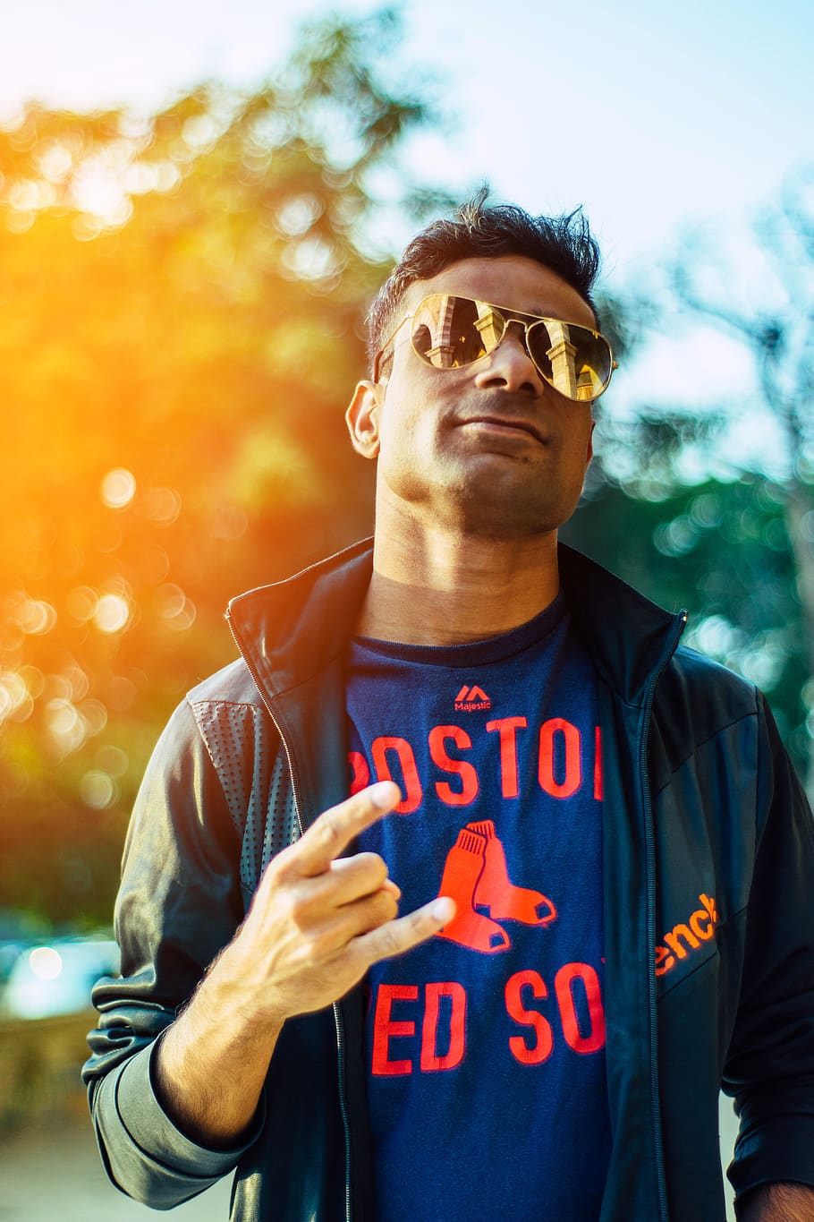 Man Wearing Black Jacket , person, portrait, pose, sunglasses HD wallpaper