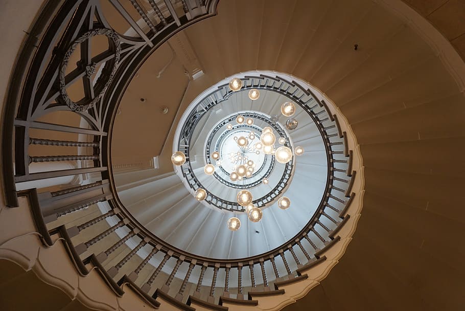spiral staircase, handrail, banister, coil, railing, alcohol HD wallpaper