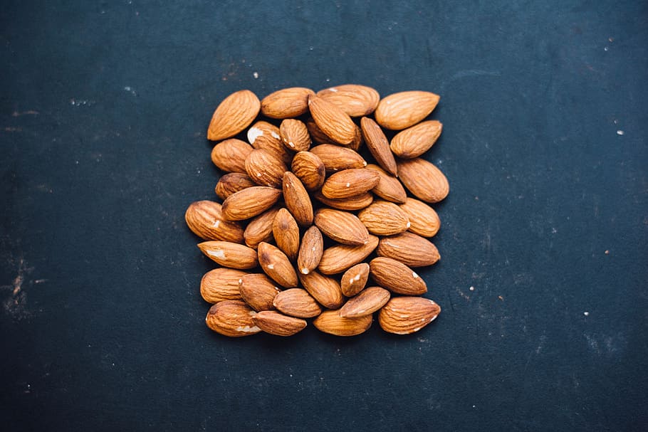 Almonds, brown, ingredient, ingredients, minimal, minimalistic, HD wallpaper