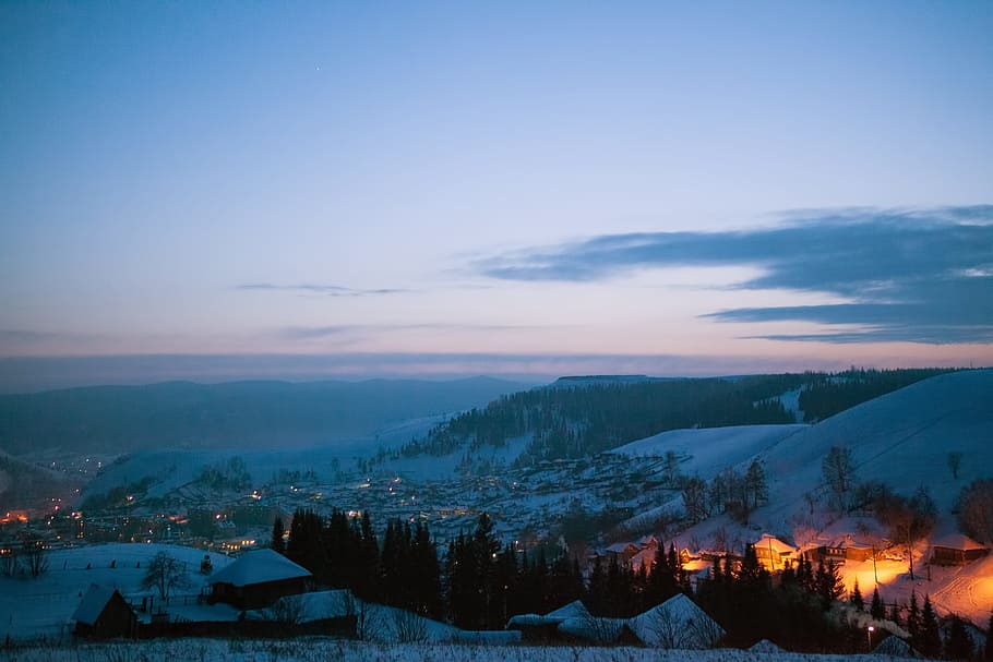 winter, landscape, hill, snow, background, calm, christmas, HD wallpaper